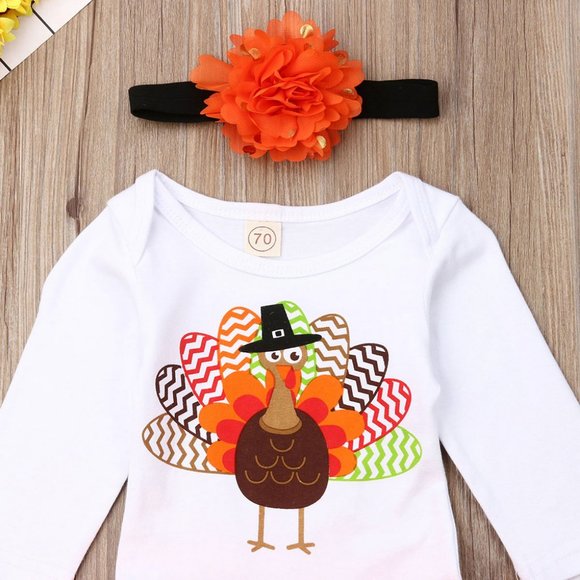 Thanksgiving Turkey Baby Girls Tutu Outfit Set - Picture 2 of 5